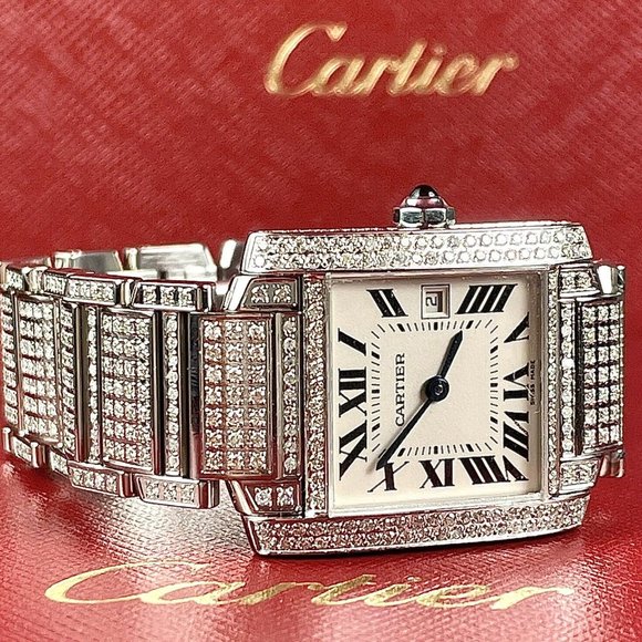 STUNNING! CARTIER TANK LADIES CUSTOM 4CT+ WATCH!! - Picture 3 of 6